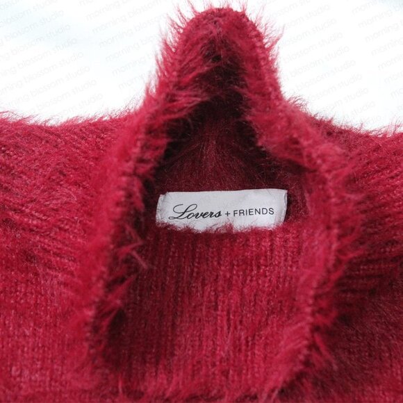Lovers + Friends Truly Fuzzy Knit Turtle Neck Sweater Red Women Size S - Picture 3 of 11